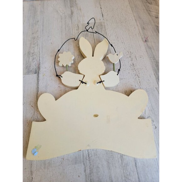 Vintage wooden easter bunny rabbit happy Springtime hanging wall decor - Picture 6 of 6